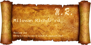 Milovan Richárd névjegykártya